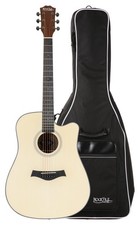 Guitare Acoustique Folk Dreadnought Cutaway en Sapelil Set Housse Gigbag