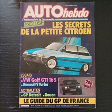 AUTO HEBDO 477 VW GOLF GTI 16S renault 9 turbo R11 t  ZENDER f1 gp detroit 1985