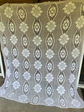 Handmade Crochet Cotton Net Bedtop, 225cm x H 230cm refJ6