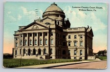 Wilkes Barre PA Luzerne County Court House Vintage Postcard Q1 Parcel Post Stamp