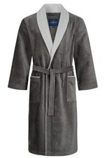 Peignoir Homme 100 Coton Éponge Velours Col Châle Lux Long XXL Gris/Gris-clair