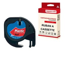 Ruban S0721630 91203 pour DYMO Letratag compatible noir sur fond rouge x 1 pou