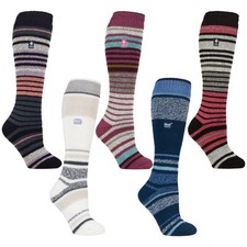 Chaussettes de ski thermiques à rayures pour femme