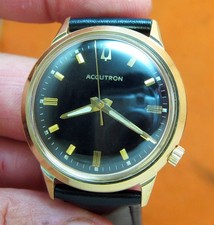 SERVICED ACCUTRON BULOVA 218 GOLD ELECTROPLATE TUNING FORK MEN's WATCH N6