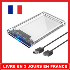 Boitier Disque Dur Externe transparent USB 3.0 2.5 pouces pour SATA HDD et SSD