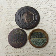 3 old tokens CASINO Monaco Société Des Bains De Mer 10000f 100f BAKELITE
