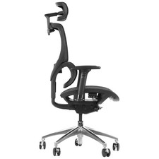 Chaise de bureau ergonomique pivotante ErgoNew S1A, piètement aluminium, noir