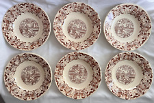 6 ASSIETTES CREUSES FAIENCE DE SARREGUEMINES AU CHINOIS BRUN 1606 D 21,7cm 1900