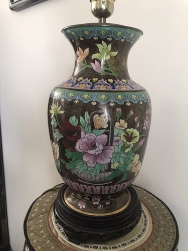 Cloisonne vase pied lampe - cloisonne,