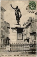 Old postcard Le PUY - statue of Lafayette (1883) by Hiolle (589040)