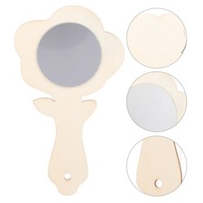  10pcs miroir en bois bricolage mignon miroir à main non peint à la main miroirs