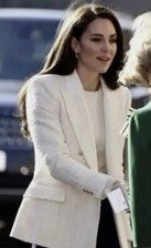 Blazer Texturé Ecru À Double