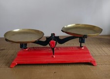 Antique Household Scale 5kg Melting Brass Trays - Vintage - Red & Black