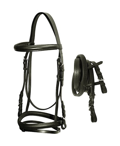 Bridon anglais cuir - cuir, pour