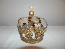ANTIQUE VIRGIN Religious Brass Crown with Rhinestones