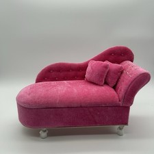 Vintage Pink Chaise Lounge Jewelry Box Organizer w/ Mirror & Cushion Accents