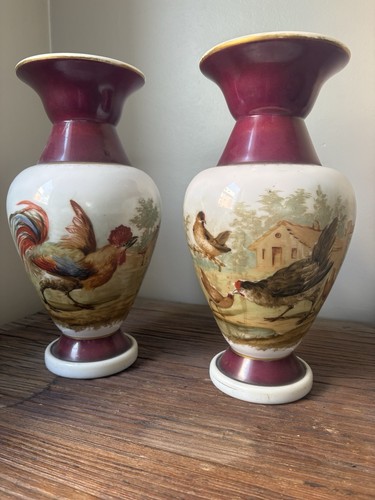 Paire grands vases opaline - de,