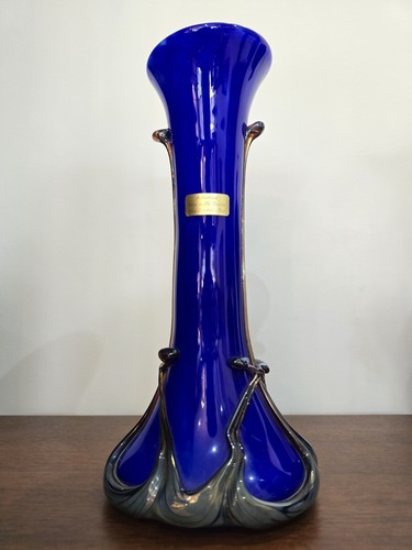 Vase verre soufflé bleu - soufflé,