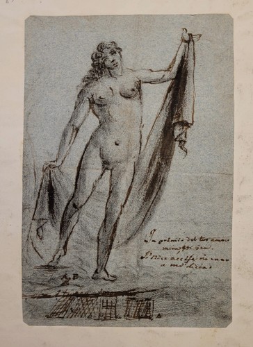 Draperie dessin ancien - nu,