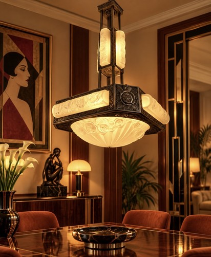 Lustre art deco - art, signé