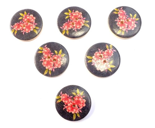 Lot boutons bois rond - 6,