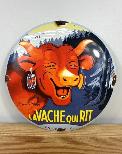 Plaque émaillée vache qui - émaillée,
