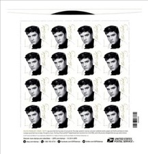 BLOC FEUILLE 16 timbres ELVIS PRESLEY THE KING FOREVER USA en 2015