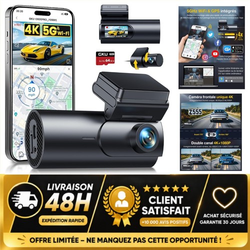 Gku dashcam avant arrière - dashcam, 4k