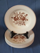 8 assiettes creuses vintage - Roses brunes