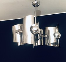 Lustre Inox 4Lum. vintage 70’ Lecomte France