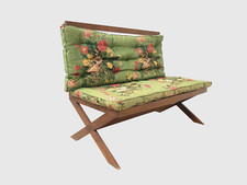 banquette de repos circa 70 en chêne cousins tissus décor floral . XX siècle .