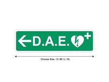 DAE DEFIBRILLATOR PANEL STICKER LEFT GREEN 10CM (S) - 29cm (XL) sticker
