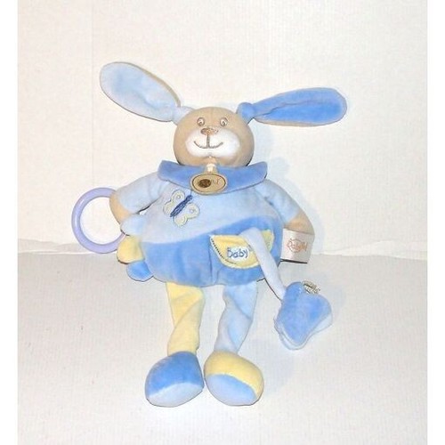 Doudou lapin chien bleu - chien, beige