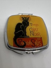 Chat Noir Black Cat French Cafe Compact Mirror Make Up Pocket Mirror