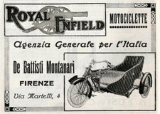 ADVERTISEMENT 1913 MOTO ROYAL ENFIELD MOTOCLETTE DE BAPTISTI MONTANARI FLORENCE