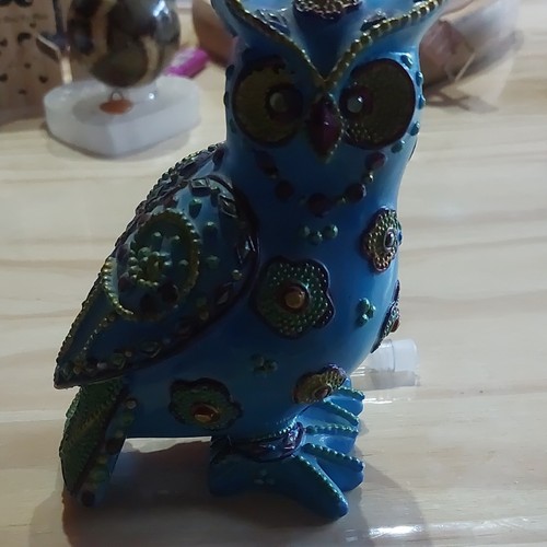 Statuette chouette bleue