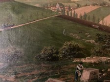 Peinture Huile Sur Toile Tailleur De Marbre Carrare ? À Identifier Paysage XIXe