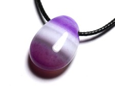 Collier Pendentif Pierre semi précieuse - Agate violette Goutte 25mm 