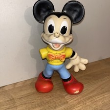 Mickey Ancien Jouet Figurine En Plastique Souple Pouet Walt Disney Productions