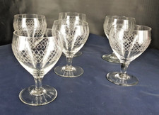 SERVICE DE 6 VERRES BALLON ancien vintage avec dessins géométrique