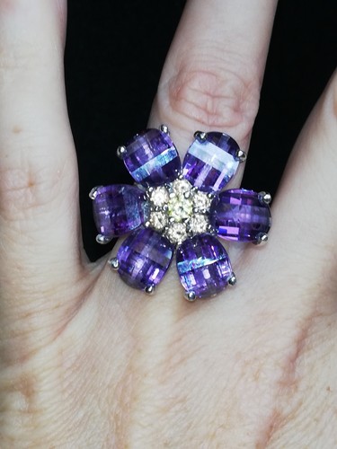 Bague argent 925 - en, cristal
