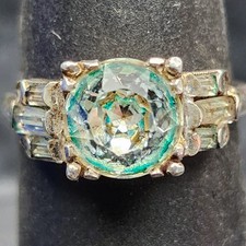 Tacori Sterling 925 Silver Blue Miner Cut Gemstone CZ Baguette Ring Sz 6.5
