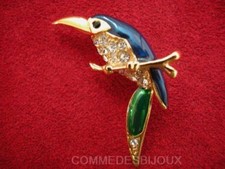 Broche "Toucan" Bleu Vert