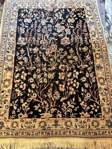Tapis persan nain laine et - laine,