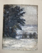 Paysage Forêt Neige Signé