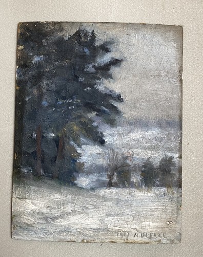Paysage forêt neige signé - forêt,