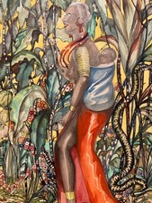 belle peinture Gouache 1950