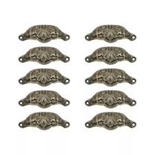 Lot de 10 poignées tirettes anciennes en laiton forme coquille installation fac