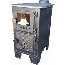 GRILL COMPACT EN FONTE tente à bois et charbon poêle caravane feu doublé de b...