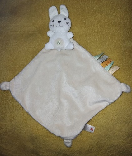 Doudou plat lapin blanc - plat,